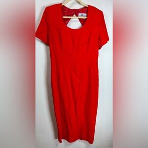 (R9) Club France 80s vintage,Y2K dresses, 100% linen, size 14 maxi, in red